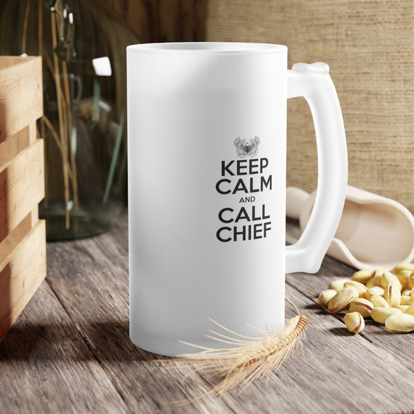 KEEP CALM and CALL CHIEF Warrant Officer Eagle Rising (New Design) Frosted Beer Mug