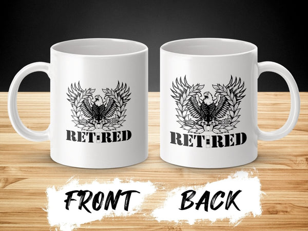 Army Chief Warrant Officer 2 (CW2) Eagle Rising (New Version) Retired Coffee Mug Black graphic on front - ChiefsLab